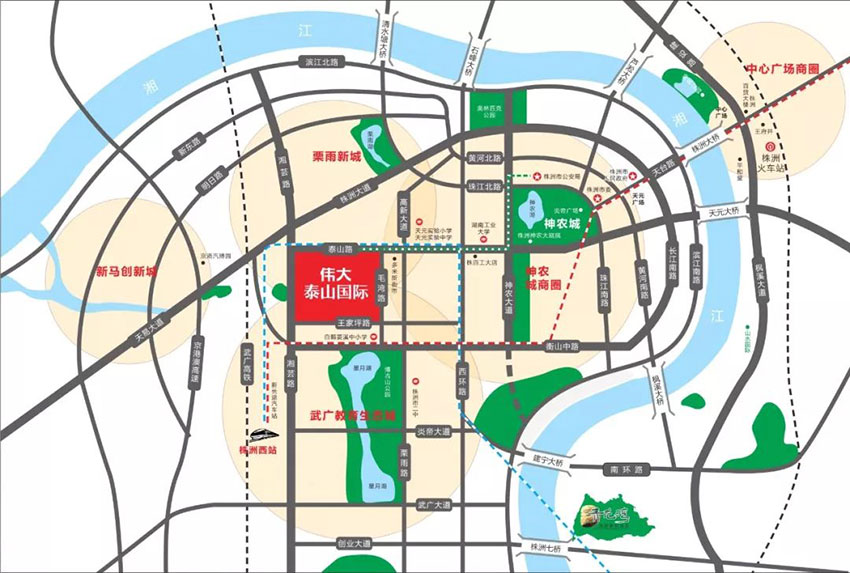 泰山国际项目位于天元泰山西路与湘芸路交汇处