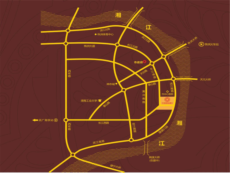 财富湘江项目位于元滨江南路33号（中心医院南侧）