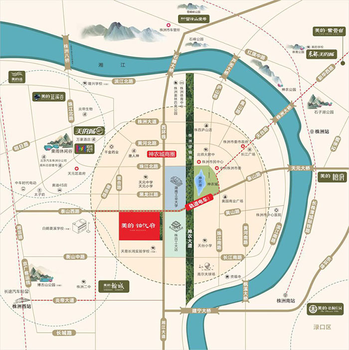 美的铂悦府项目位于天元区泰山西路与栗合路交汇处