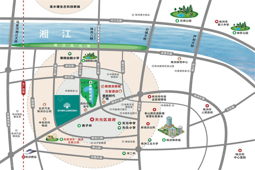 当代高科上品项目位于株洲市天元区隆兴路与佳兆业路交汇处