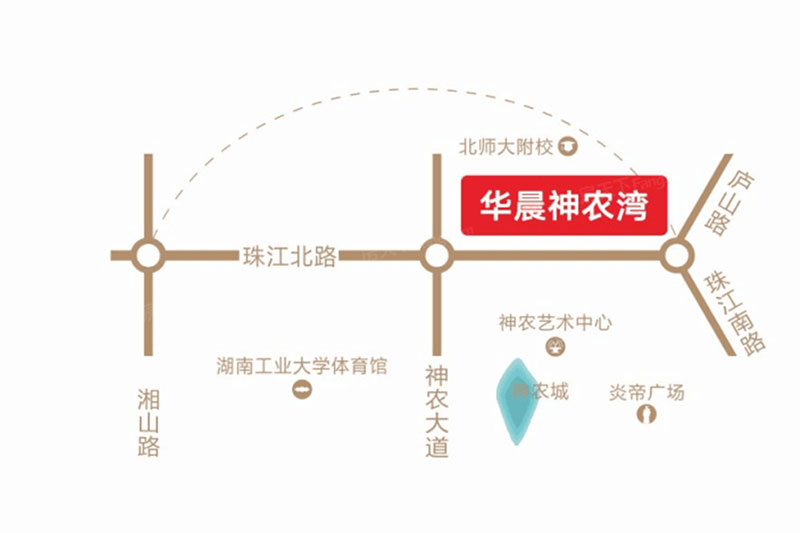 华晨神农湾项目位于珠江北路和庐山路交汇处