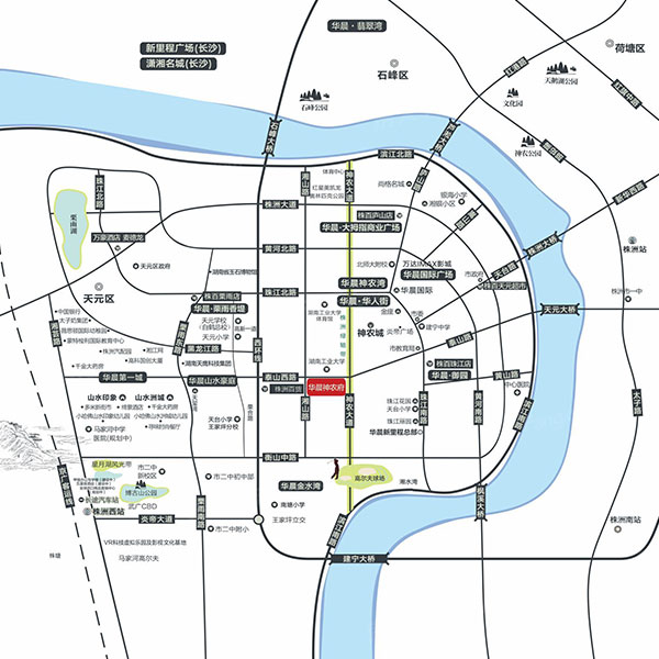 神农府项目位于天元区神农城泰山西路湖南工业大学正门对面