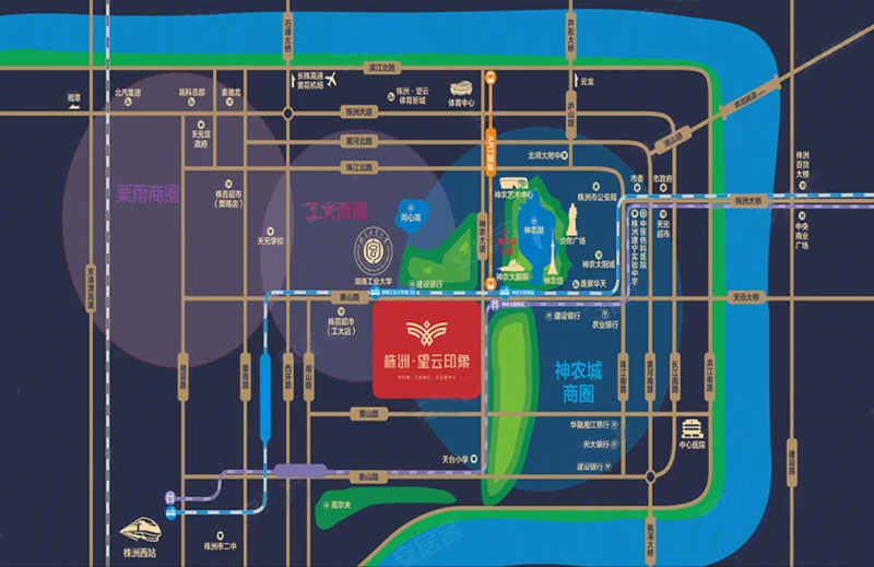 望云印象项目位于天元泰山路与神农大道交汇处（神农大剧院对面）