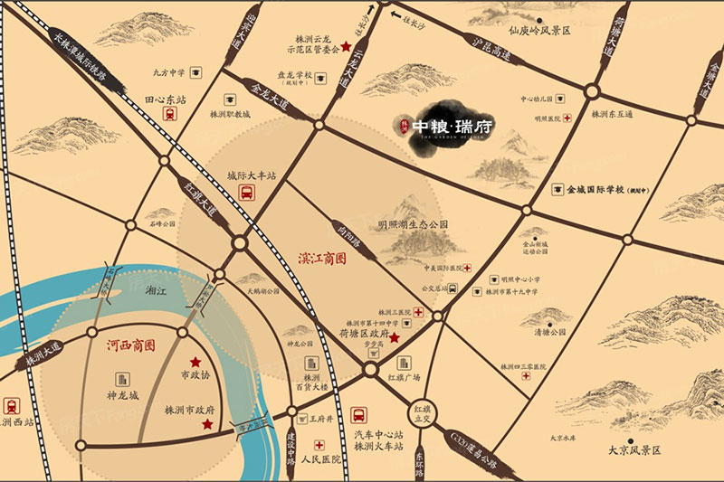 中粮瑞府项目位于荷塘金龙路288号