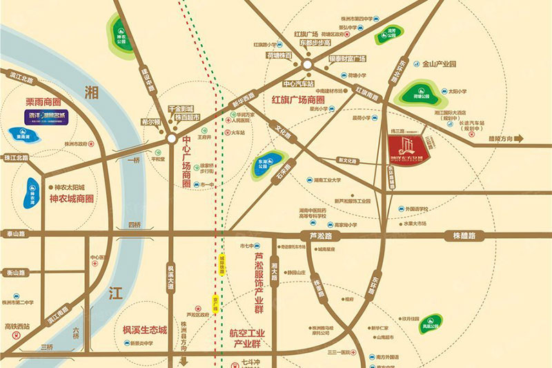 东方名都项目位于荷塘区三合路与纬三路交汇处