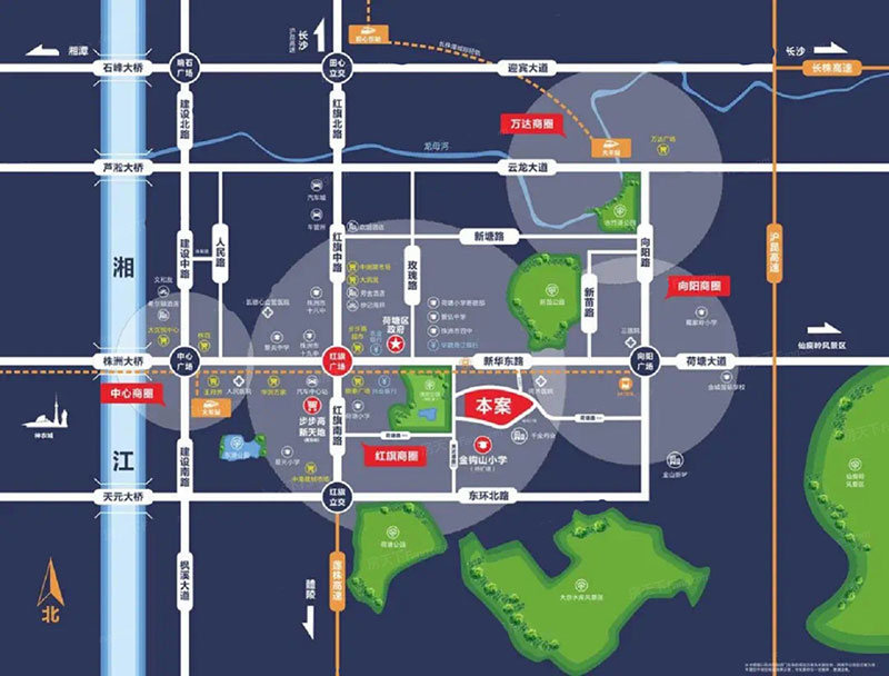 公园1987项目位于荷塘新华路新苗路口公交站（流芳园旁）