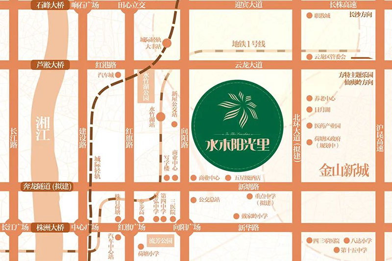 水木阳光里项目位于荷塘向阳路500号（向阳北路与升龙路交汇处）