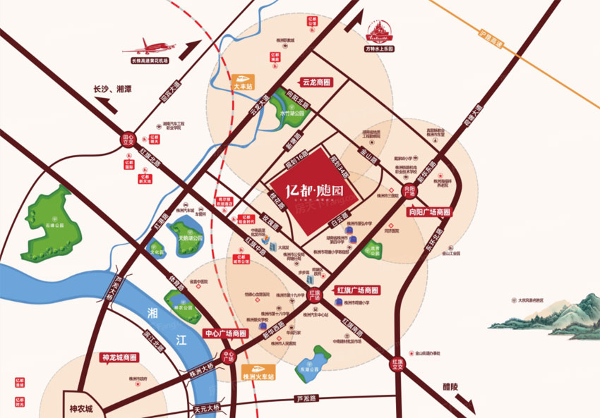 亿都随园项目位于株洲市荷塘区玫瑰路168号