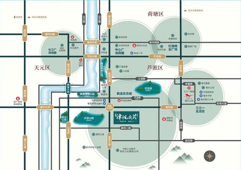 津枫庭苑项目位于芦淞区政府往南约200米