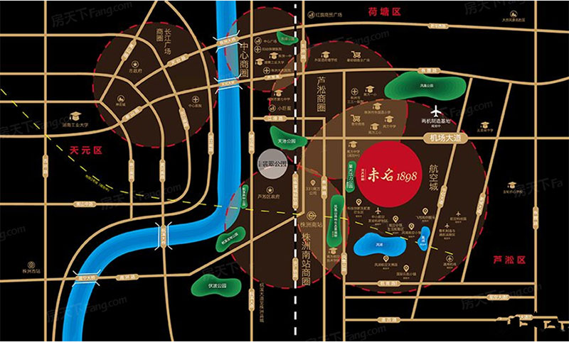 未名1898项目位于芦淞机场大道与千亿大道交汇处西南角