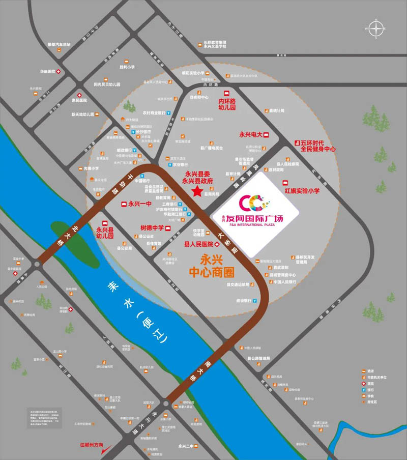 友阿天街项目位于永兴县大桥路与凤凰岭路交汇处(老汽车南站)