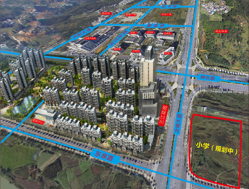 三江花苑项目位于汝城县东泉路与滨河东路交汇处