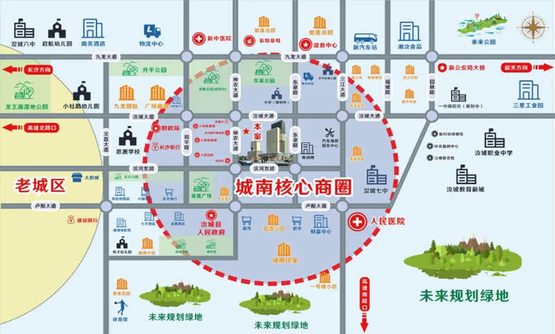 三江花苑项目位于汝城县东泉路与滨河东路交汇处