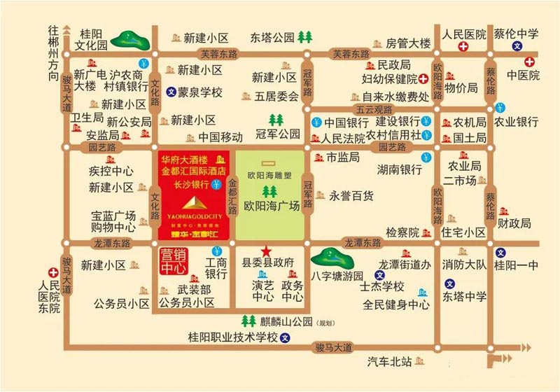 耀华金都汇项目位于桂阳县龙潭东路与文化路交汇处丽景花园105号