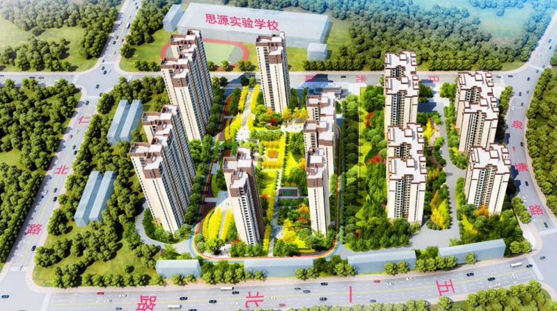 仁城华府项目位于安仁县日光路与泉塘路交汇处（思源实验学校东门）对面