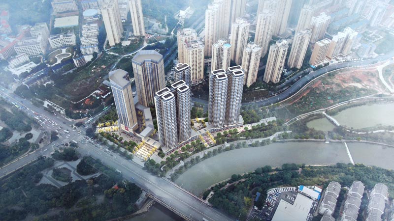 金钟滨江府项目位于郴州郴江路与青年大道交汇处