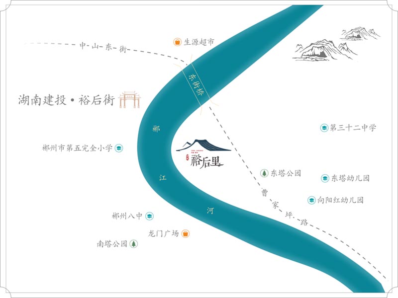 建投裕后里项目位于郴州市苏仙区曹家坪路与东街桥交汇处