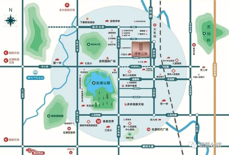 德惠公馆项目位于郴州市北湖区建设里路与协作路交汇处