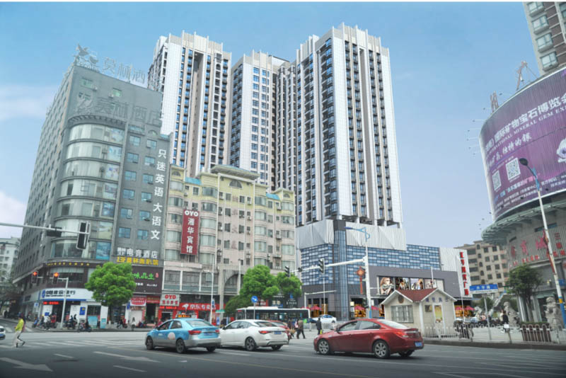 汇华时代广场项目位于郴州市国庆北路33-12号原北湖市场正对面