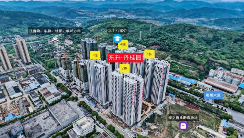 东升丹桂园项目位于郴州市郴州大道&bull;郴州科技工业园正门