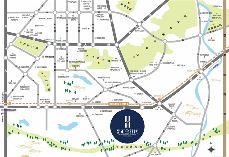 汇金时代项目位于郴州市北湖区郴州大道1171号天盛&middot;汇金时代