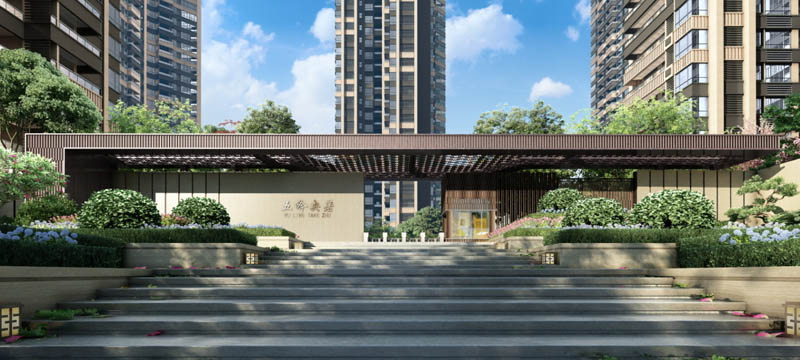 五岭央著项目位于郴州市民权路五岭阁公园旁