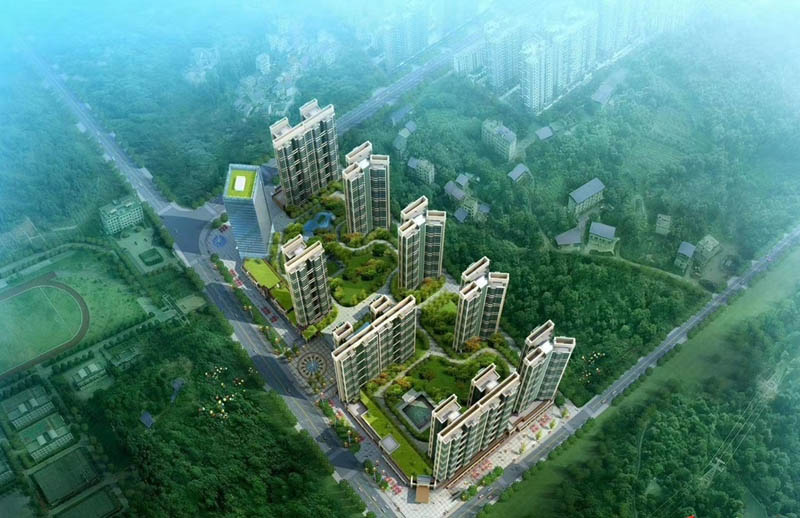 五岭央著项目位于郴州市民权路五岭阁公园旁