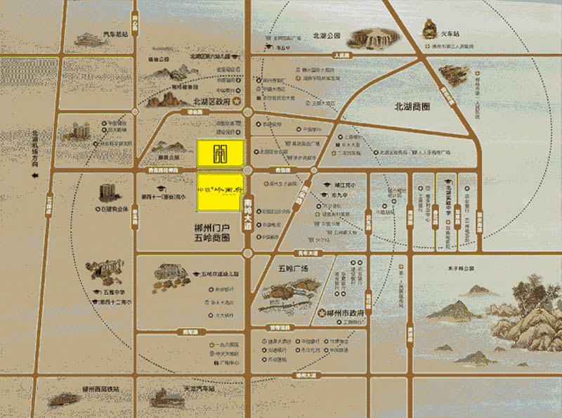 中铁岭南府项目位于郴州市香雪路和南岭大道交汇处