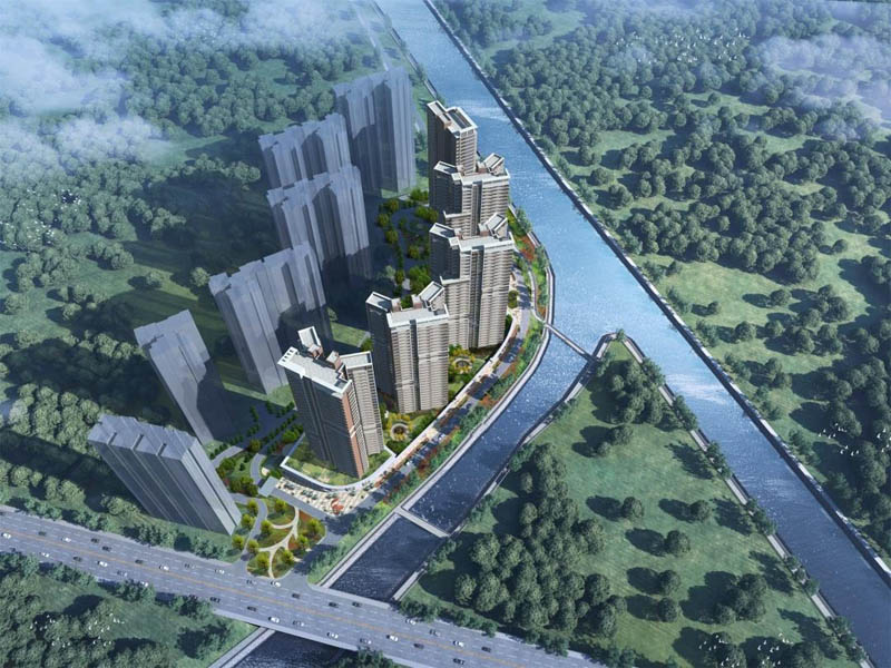 滨江左岸项目位于郴州市北湖区下湄桥街道温泉路，同心河与郴江河交汇处。