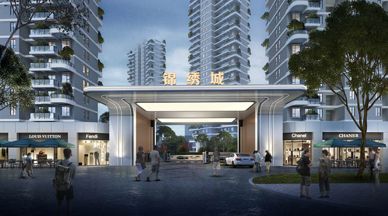 锦绣城二期项目位于桃江县金盆大道与美人窝路交汇处