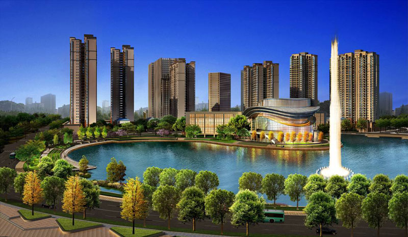 南门湖华侨新城项目位于常宁市南门湖畔大剧院正对面