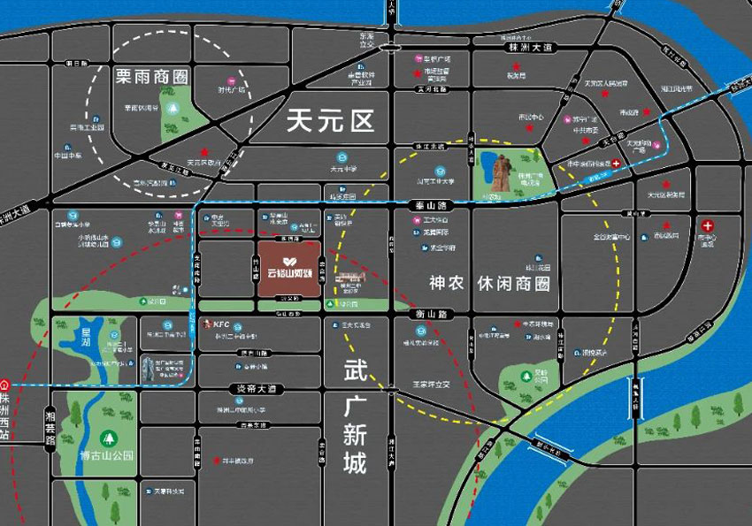 云裕山河颂项目位于株洲天元区衡山西路与栗合路交汇处