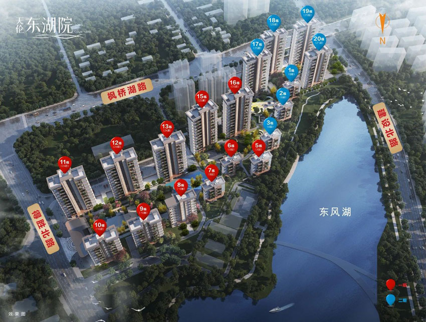 天伦东湖院项目位于岳阳市得胜北路与枫桥湖路交汇处