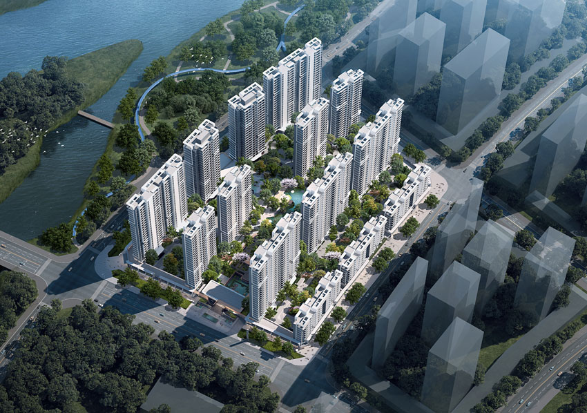 江樾云境项目位于衡阳市华新陆家新区临水路3号雁鸣溪网红桥旁