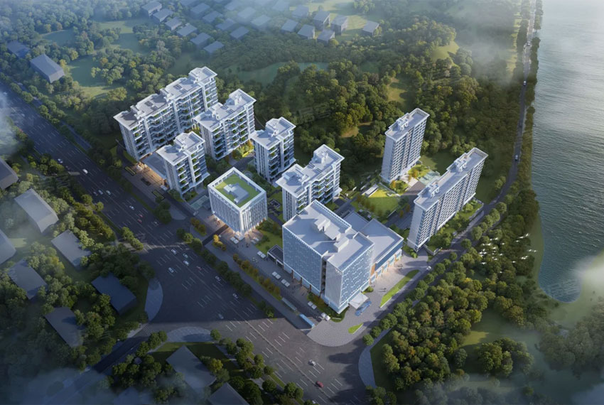 南湖院项目位于岳阳湖滨大道与龙山路交汇处